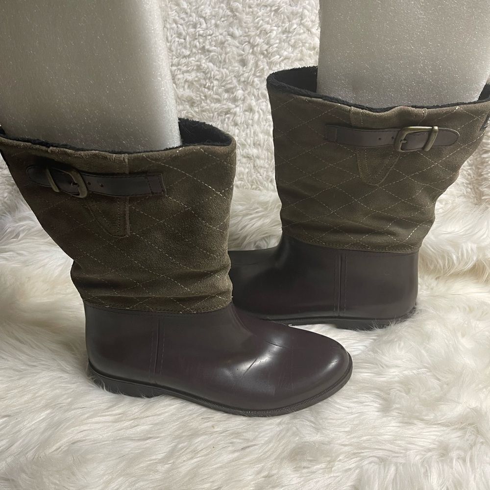 Storm by cougar boots. Brown Rubber and leather suede slip on Rain boots SZ11M
